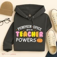 Pumpkin Spice Gives Me Teacher Powers Funny Fall Hoodie thumb 4