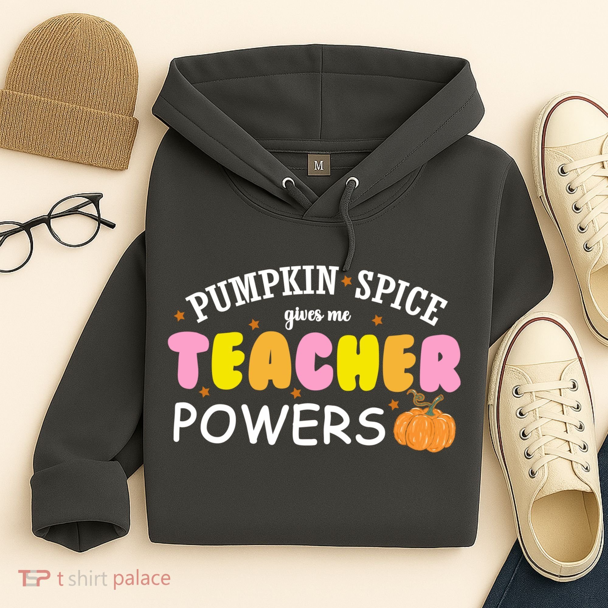 Pumpkin Spice Gives Me Teacher Powers Funny Fall Hoodie