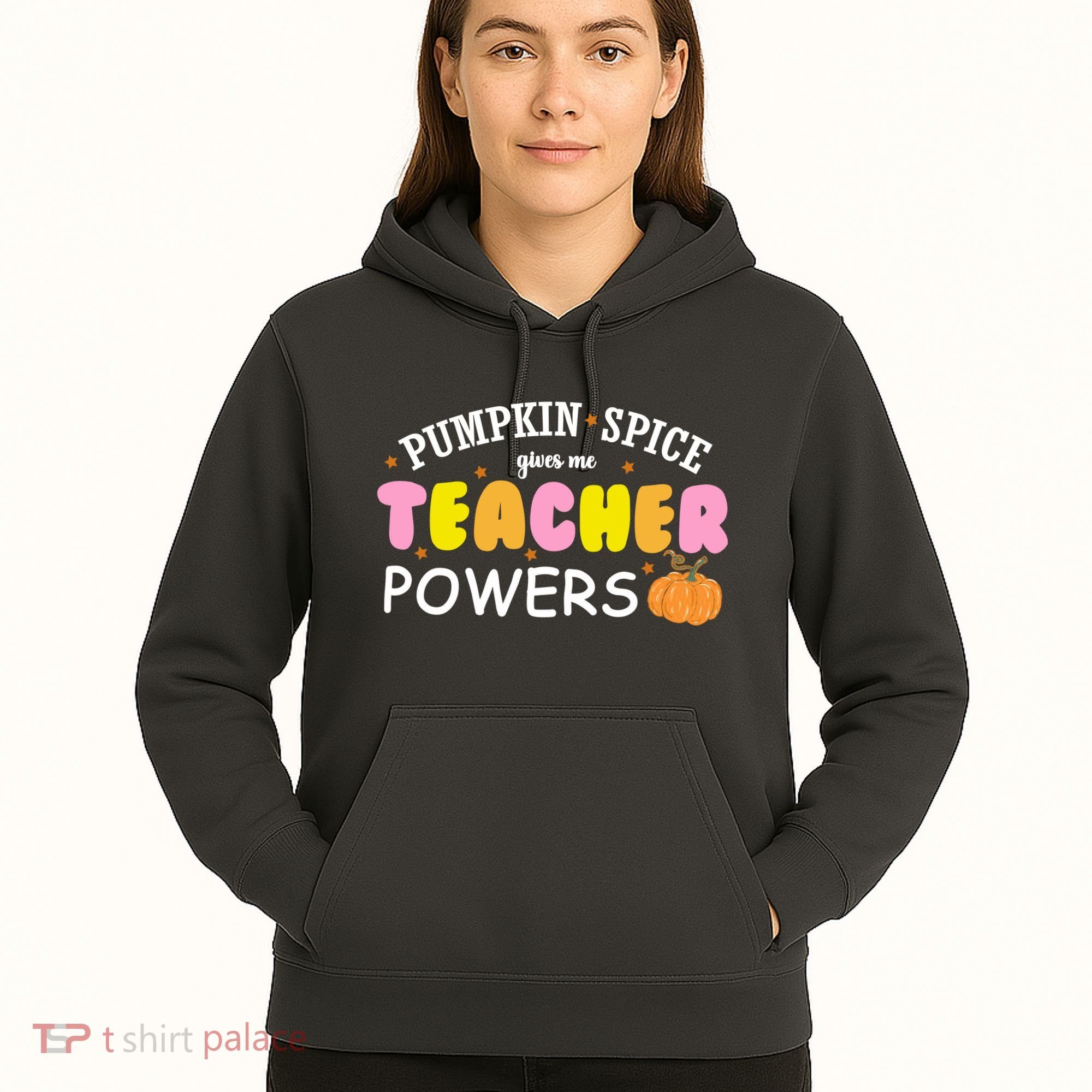 Pumpkin Spice Gives Me Teacher Powers Funny Fall Hoodie