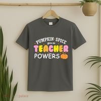 Pumpkin Spice Gives Me Teacher Powers Funny Fall T-Shirt thumb 2