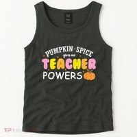 Pumpkin Spice Gives Me Teacher Powers Funny Fall Tank Top thumb 2
