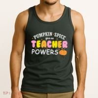 Pumpkin Spice Gives Me Teacher Powers Funny Fall Tank Top thumb 3