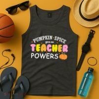 Pumpkin Spice Gives Me Teacher Powers Funny Fall Tank Top thumb 4
