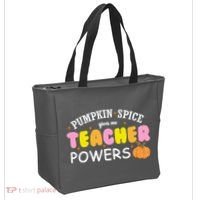 Pumpkin Spice Gives Me Teacher Powers Funny Fall Tote Bag thumb 2