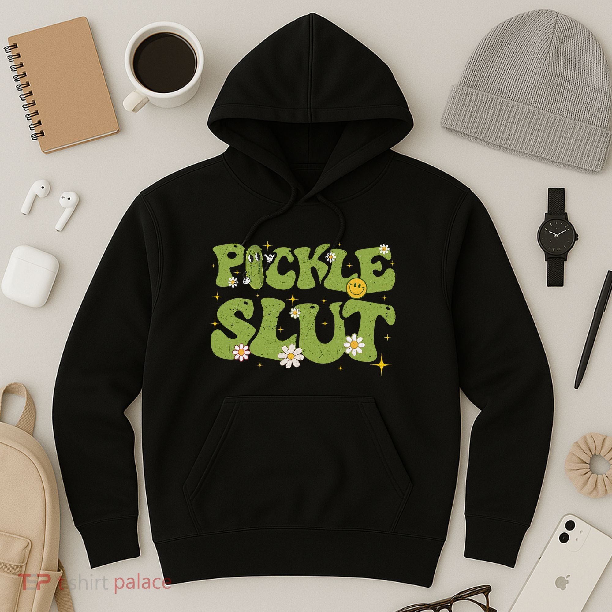 Pickle Slut Groovy Sarcastic Funny Saying Girl Loves Pickles Hoodie