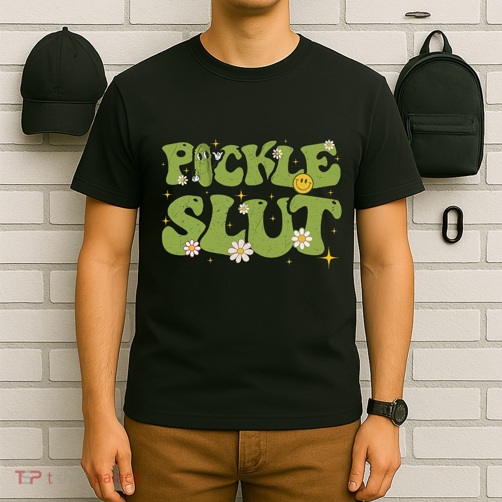 Pickle Slut Groovy Sarcastic Funny Saying Girl Loves Pickles T-Shirt