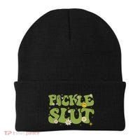 Pickle Slut Groovy Sarcastic Funny Saying Girl Loves Pickles Beanie thumb 0