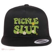 Pickle Slut Groovy Sarcastic Funny Saying Girl Loves Pickles Flat Bill Trucker Hat thumb 0