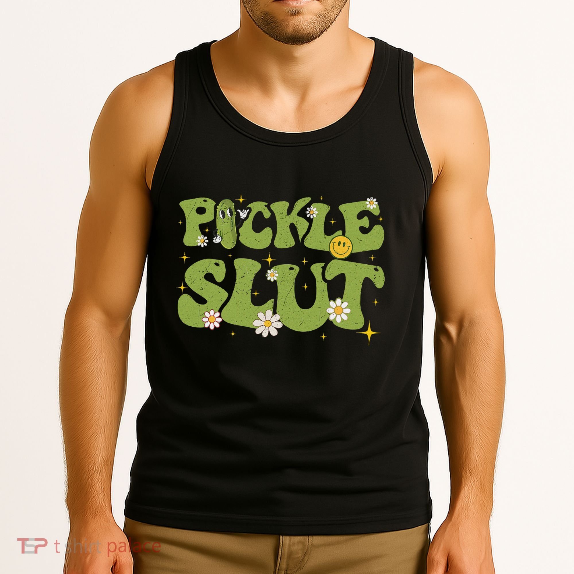 Pickle Slut Groovy Sarcastic Funny Saying Girl Loves Pickles Tank Top