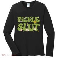 Pickle Slut Groovy Sarcastic Funny Saying Girl Loves Pickles Women's Long Sleeve Shirt thumb 0