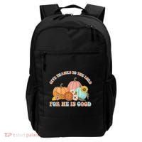 Pumpkin Stack Give Thanks To The Lord For He Is Good Autumn Funny Gift Backpack thumb 0
