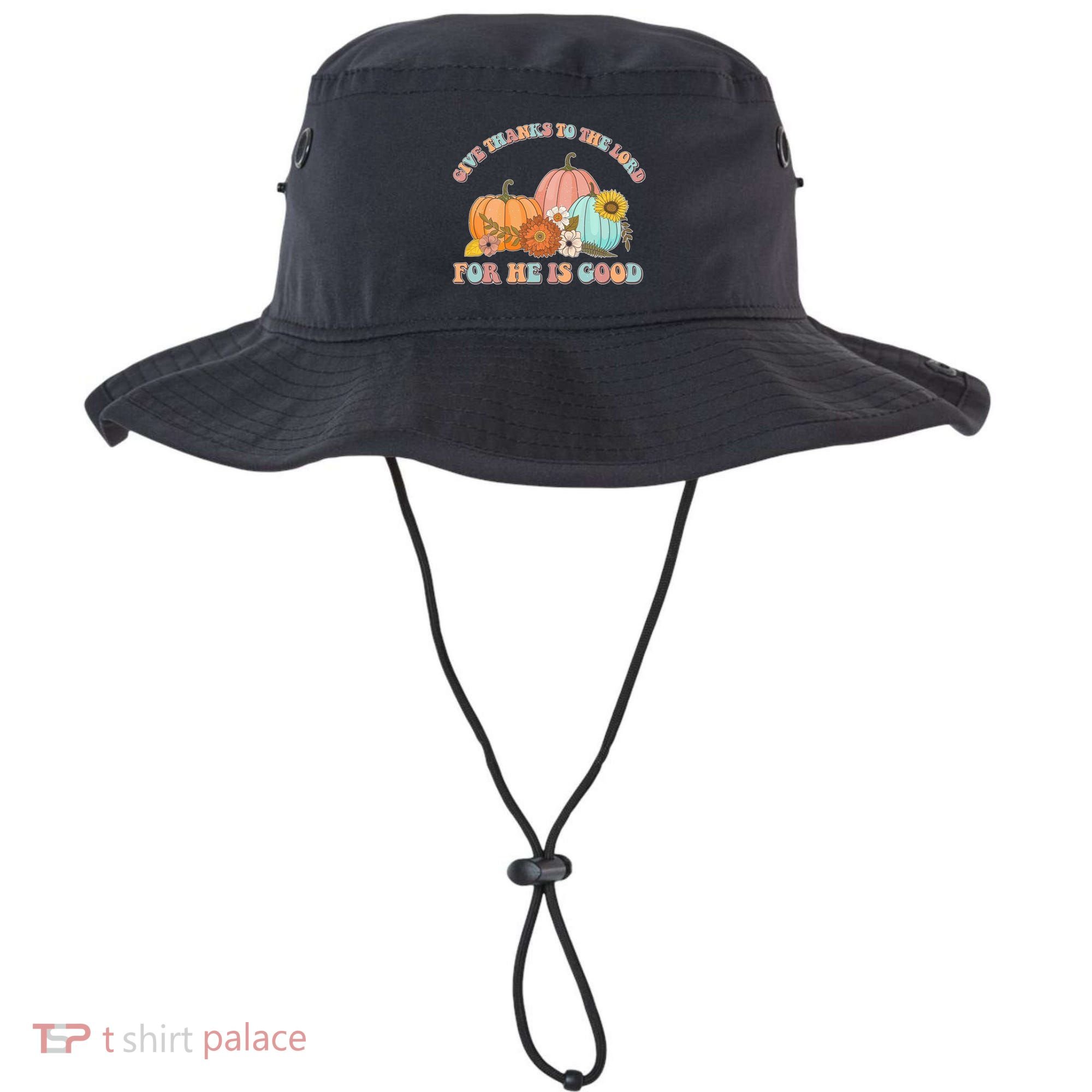 Pumpkin Stack Give Thanks To The Lord For He Is Good Autumn Funny Gift Bucket Hat