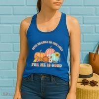 Pumpkin Stack Give Thanks To The Lord For He Is Good Autumn Funny Gift Women's Tank Top thumb 2