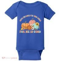 Pumpkin Stack Give Thanks To The Lord For He Is Good Autumn Funny Gift Baby Bodysuit thumb 0