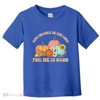 Pumpkin Stack Give Thanks To The Lord For He Is Good Autumn Funny Gift Toddler T-Shirt thumb 0