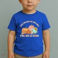Pumpkin Stack Give Thanks To The Lord For He Is Good Autumn Funny Gift Toddler T-Shirt thumb 2