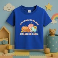 Pumpkin Stack Give Thanks To The Lord For He Is Good Autumn Funny Gift Toddler T-Shirt thumb 3