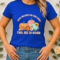 Pumpkin Stack Give Thanks To The Lord For He Is Good Autumn Funny Gift Women's T-Shirt thumb 2