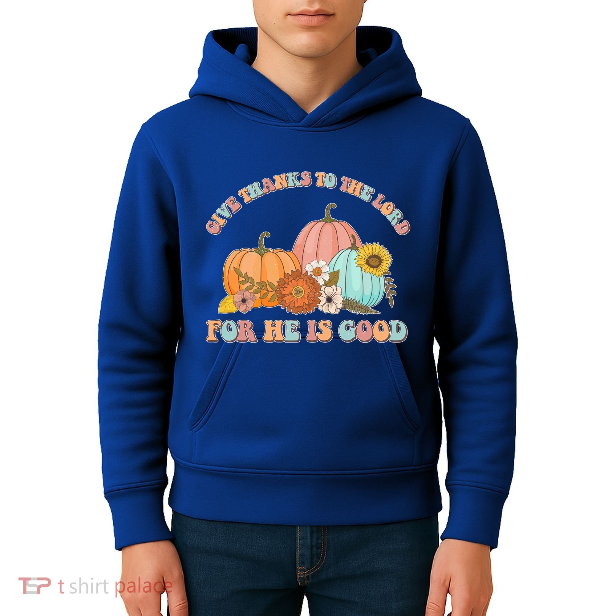 Pumpkin Stack Give Thanks To The Lord For He Is Good Autumn Funny Gift Kids Hoodie