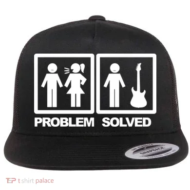 Problem Solved Guitar Flat Bill Trucker Hat