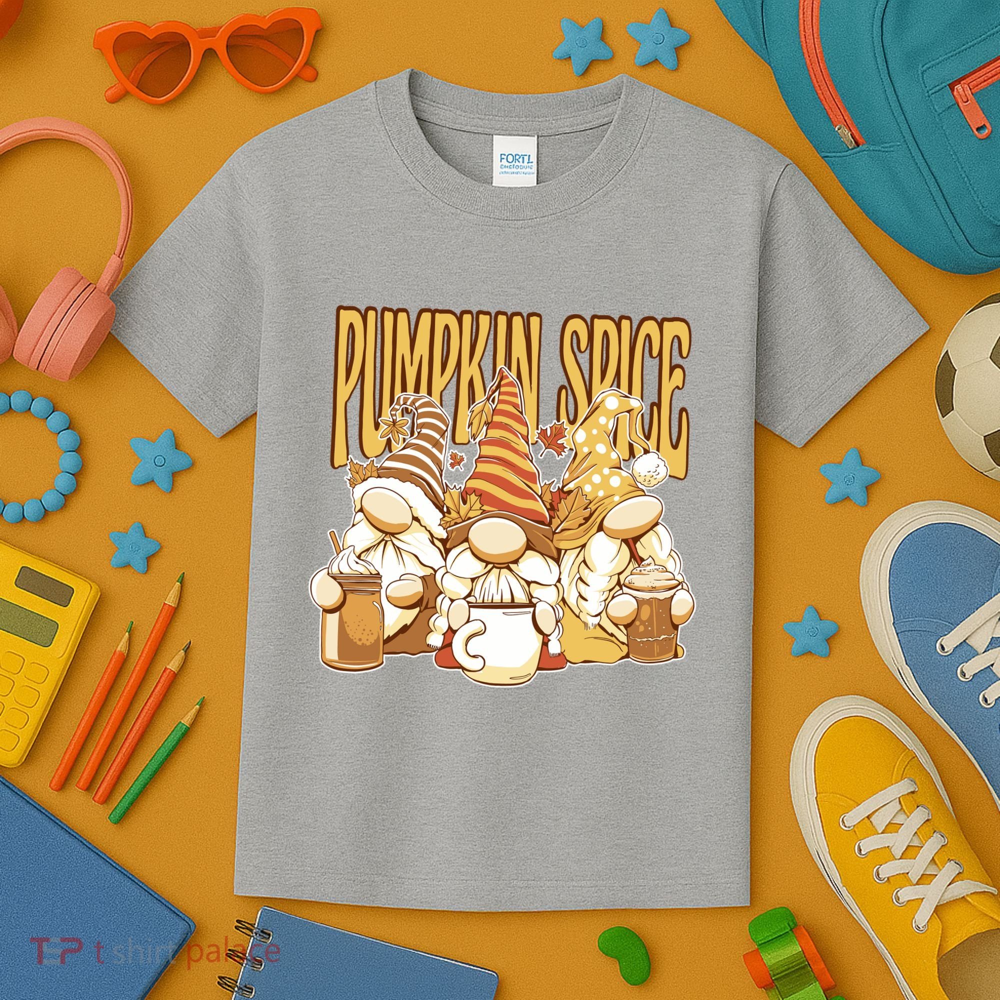 Pumpkin Spice Gnomes Autumn Lover Kids T-Shirt