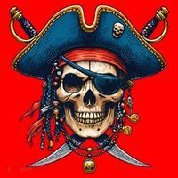 Pirate Skull Halloween Santa Hat thumb 1