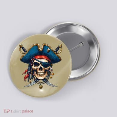 Pirate Skull Halloween Button