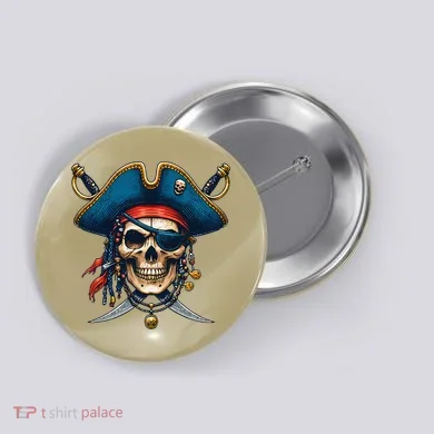 Pirate Skull Halloween Button