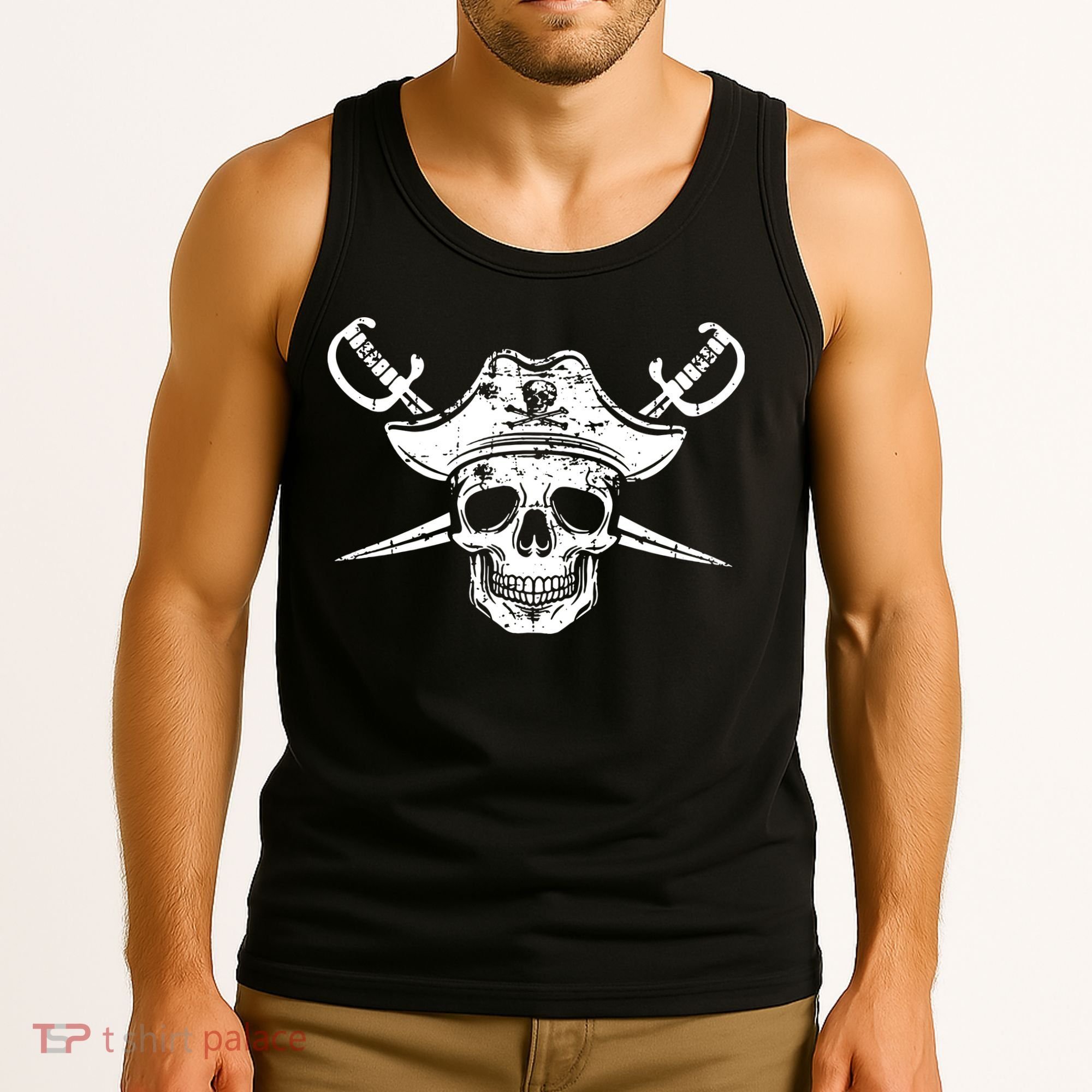 Pirate Skull Hat Swords Tank Top