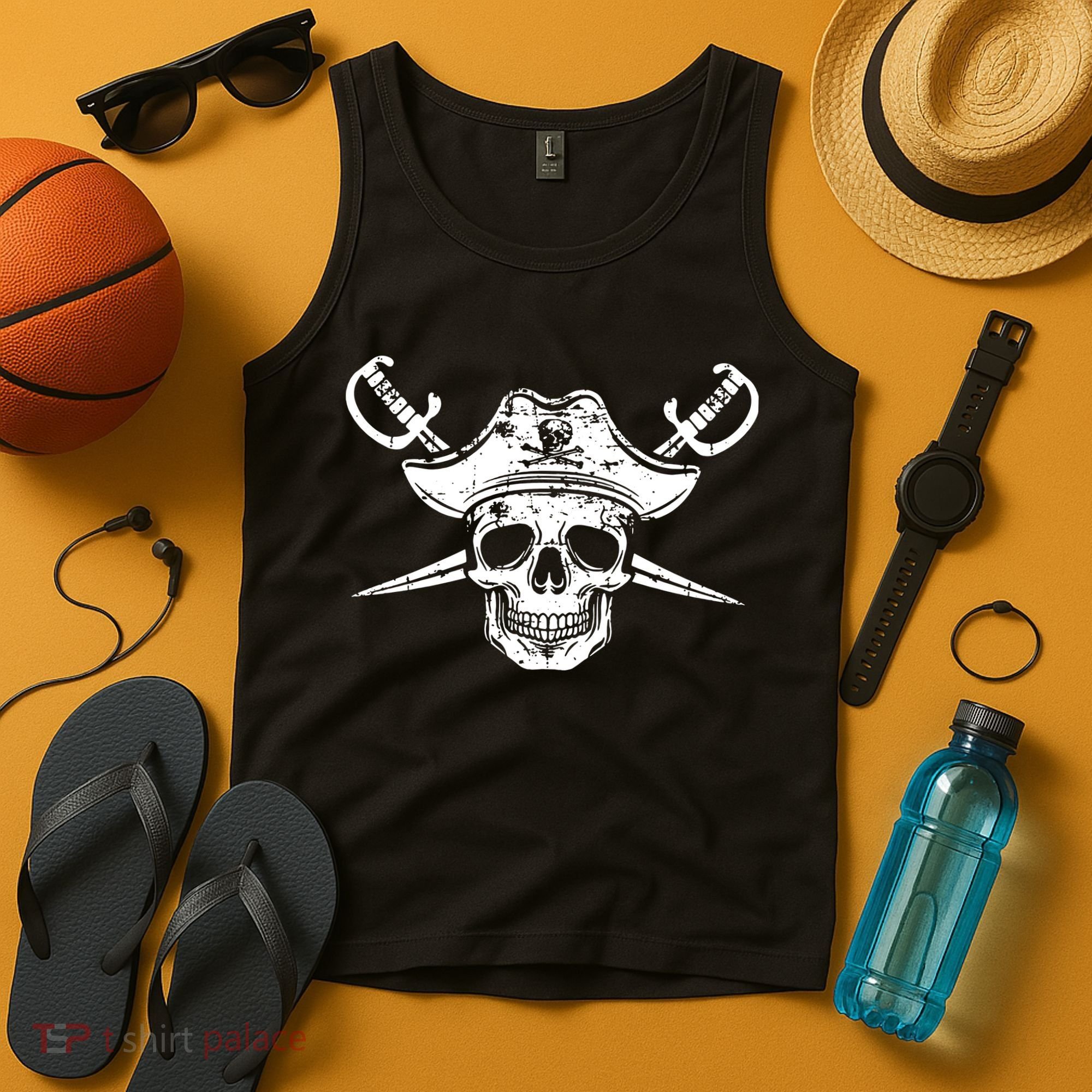 Pirate Skull Hat Swords Tank Top
