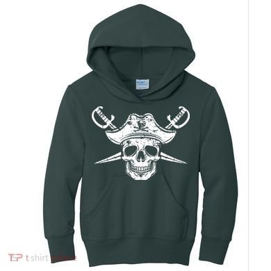 Pirate Skull Hat Swords Kids Hoodie