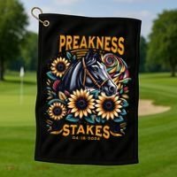 Preakness Stakes Horse Racing Golf Towel thumb 1