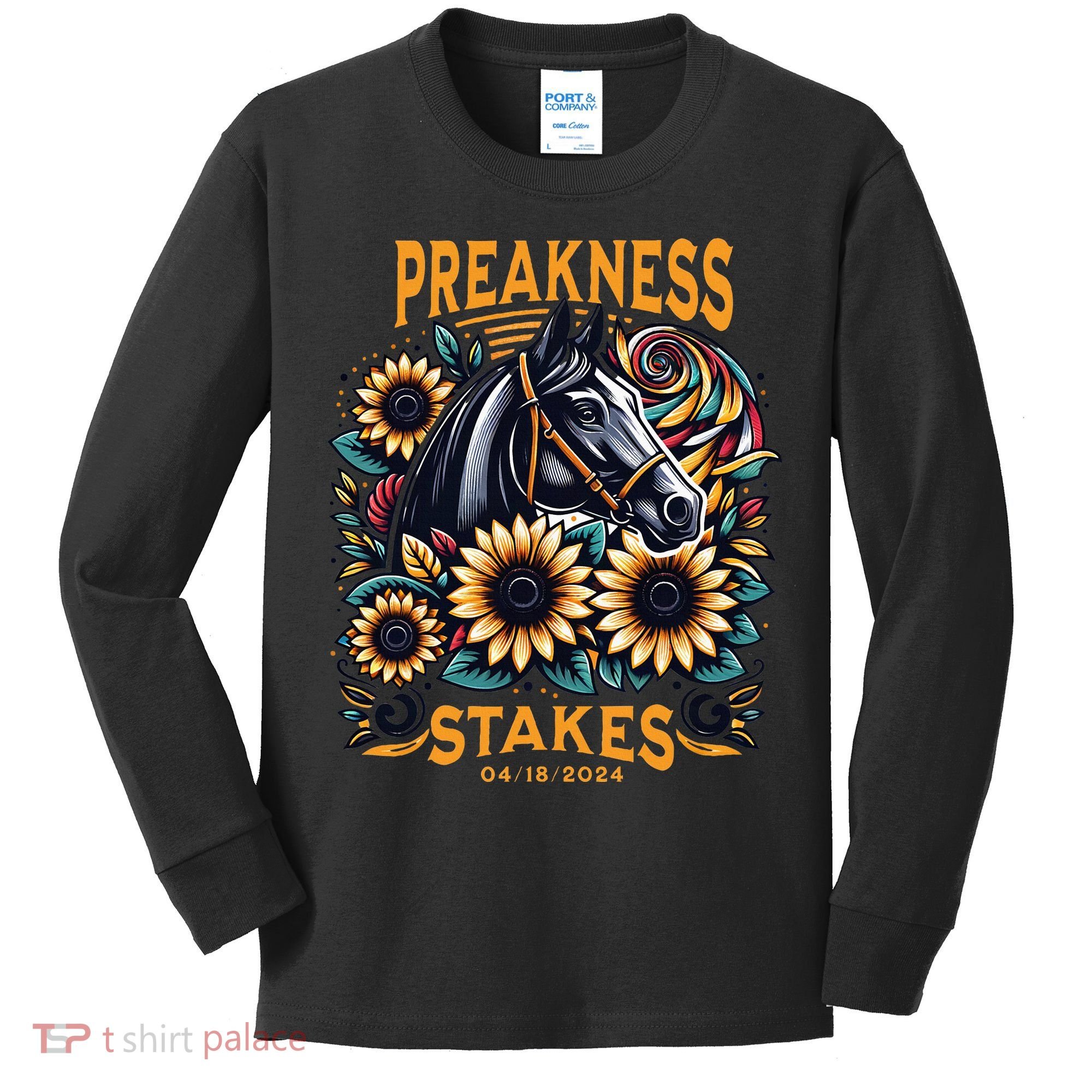 Preakness Stakes Horse Racing Kids Long Sleeve Shirt