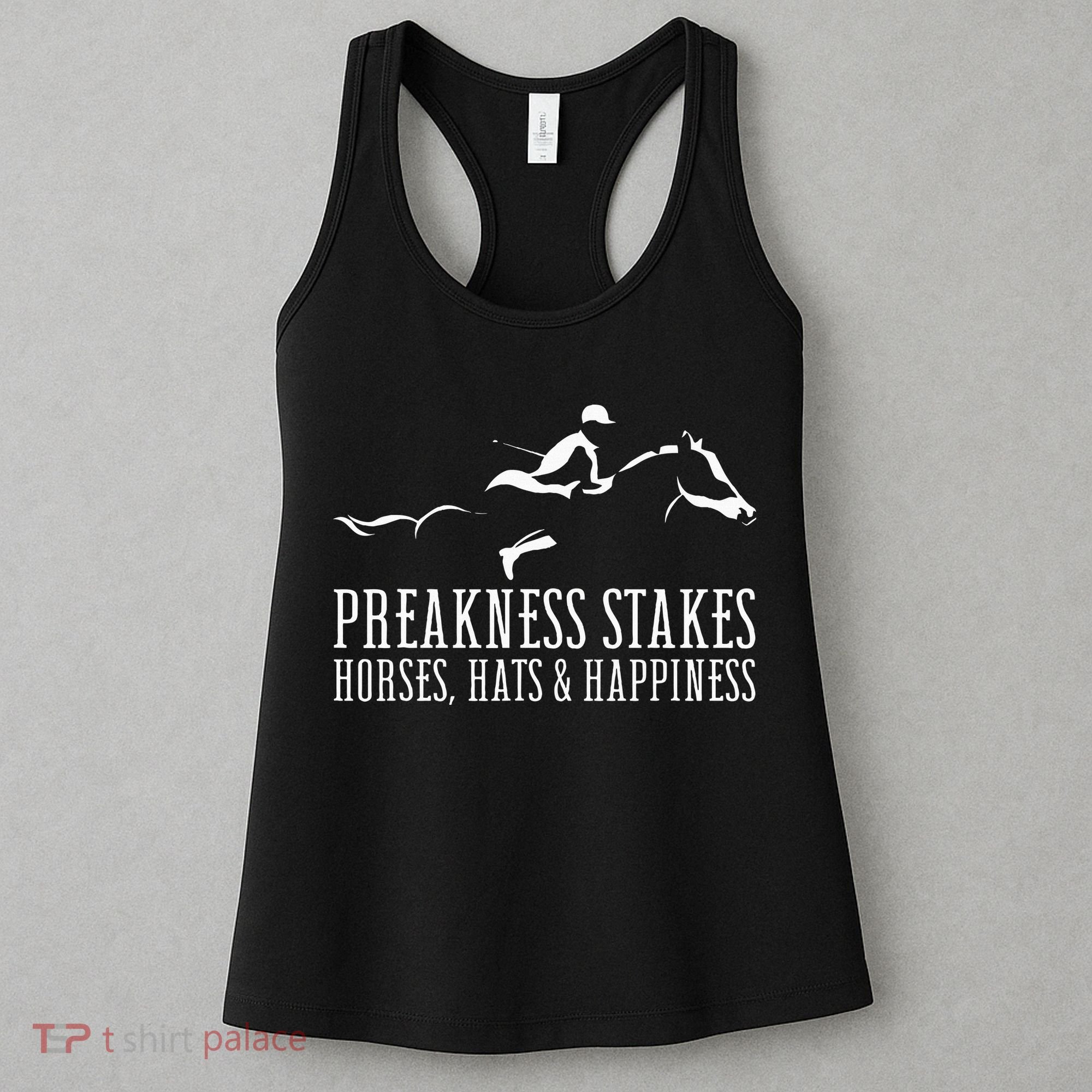Preakness Stakes Horses Hats & Happiness Horse Racing Derby Women's Tank Top