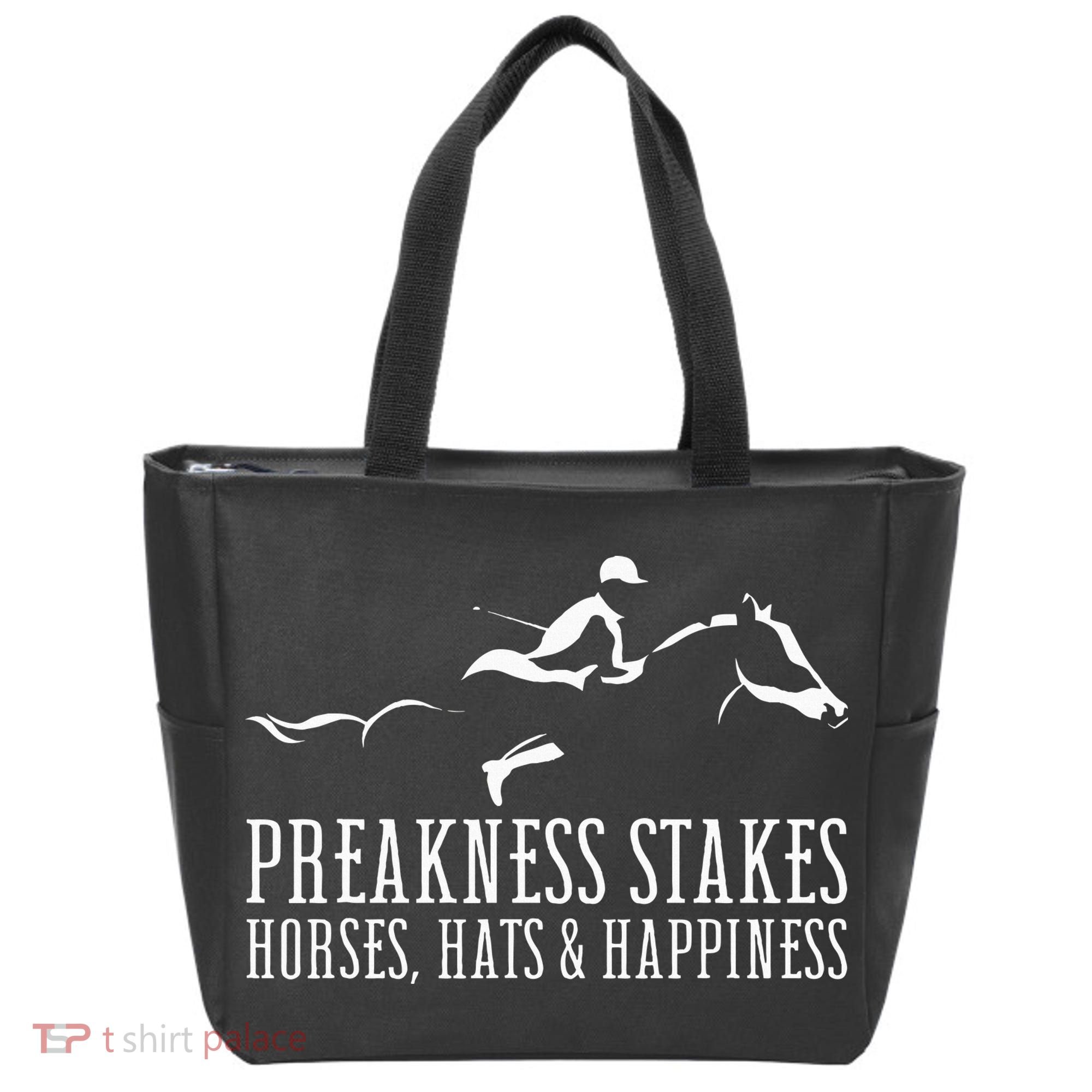 Preakness Stakes Horses Hats & Happiness Horse Racing Derby Tote Bag