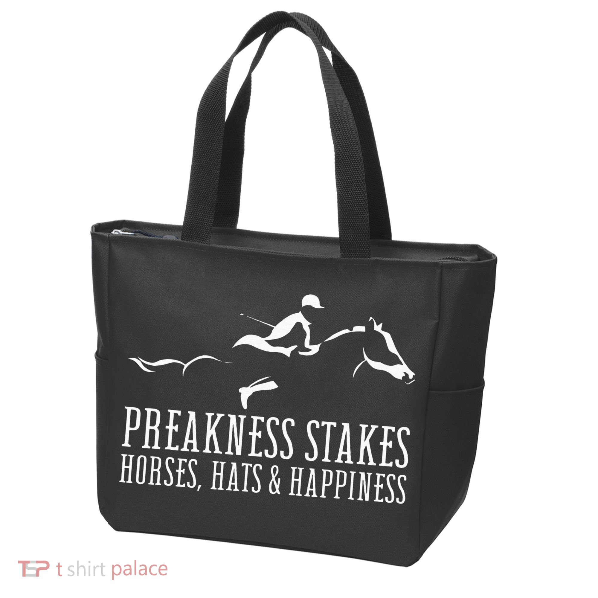 Preakness Stakes Horses Hats & Happiness Horse Racing Derby Tote Bag