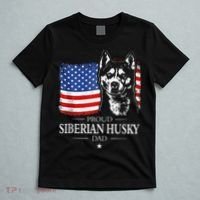 Proud Siberian Husky Dad American Flag patriotic dog Zip Hoodie T-Shirt thumb 5