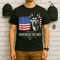 Proud Siberian Husky Dad American Flag patriotic dog Zip Hoodie T-Shirt thumb 6