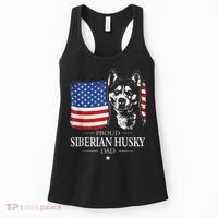 Proud Siberian Husky Dad American Flag patriotic dog Zip Hoodie Women's Tank Top thumb 0