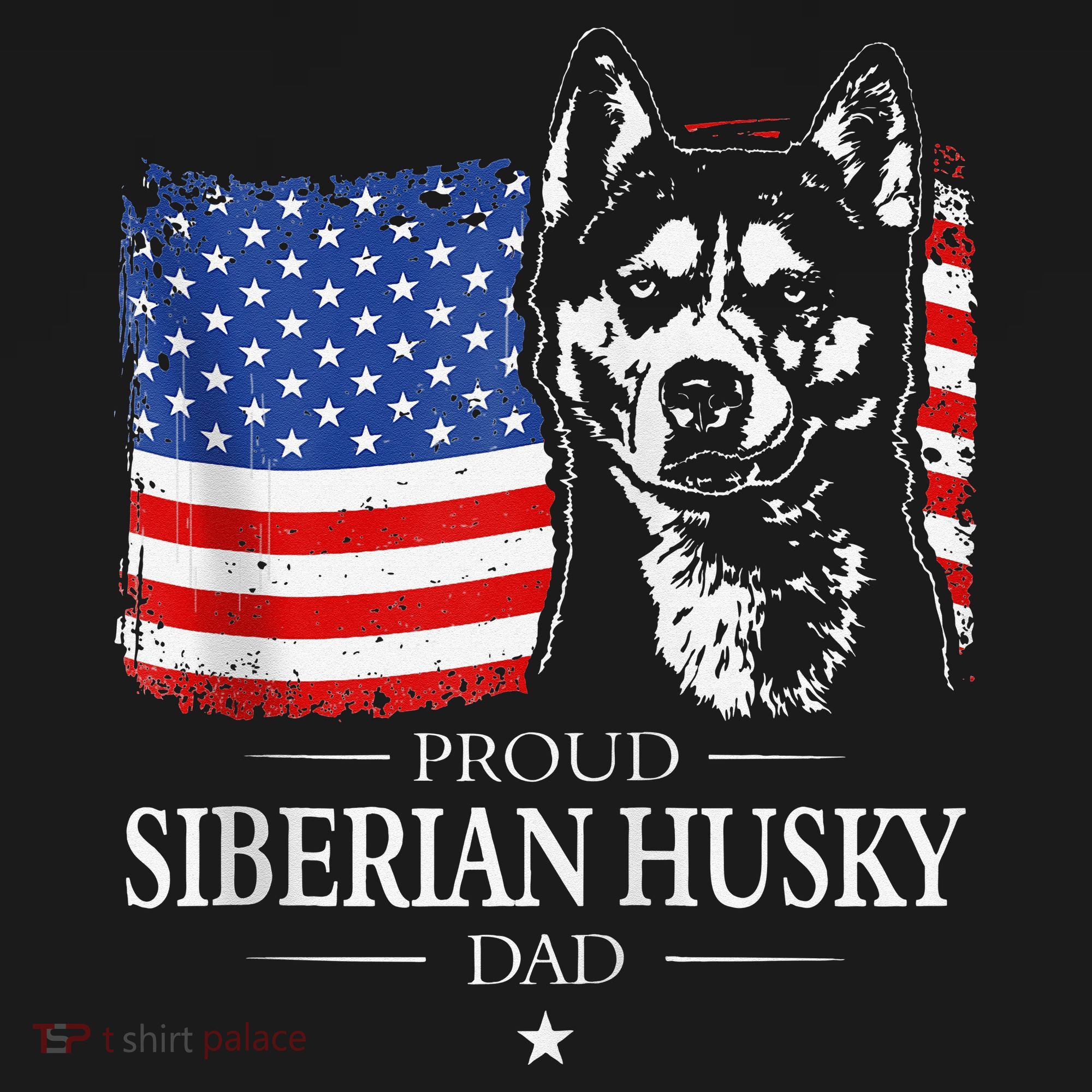 Proud Siberian Husky Dad American Flag patriotic dog Zip Hoodie Women's Tank Top