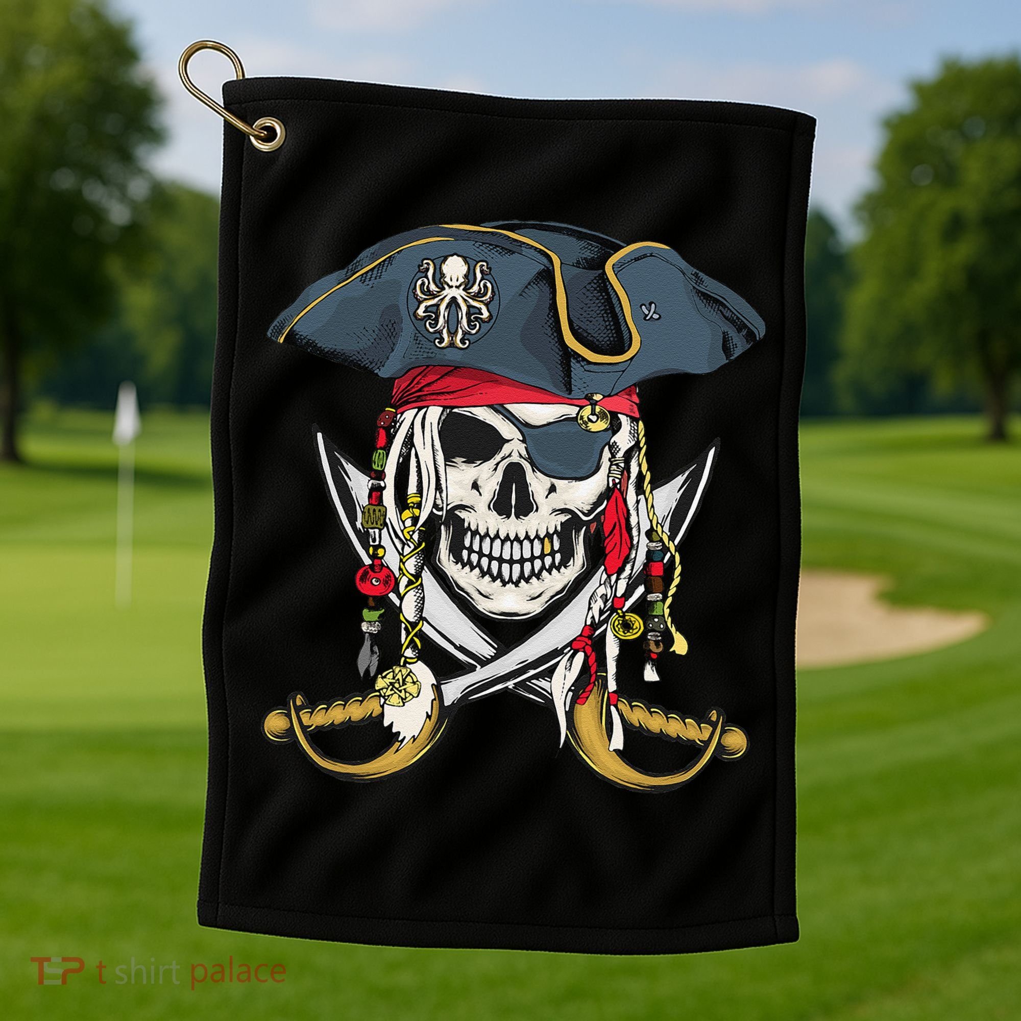 Pirate Skull Halloween Littlens Golf Towel