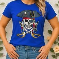 Pirate Skull Halloween Littlens Women's T-Shirt thumb 2