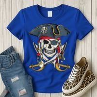 Pirate Skull Halloween Littlens Women's T-Shirt thumb 3