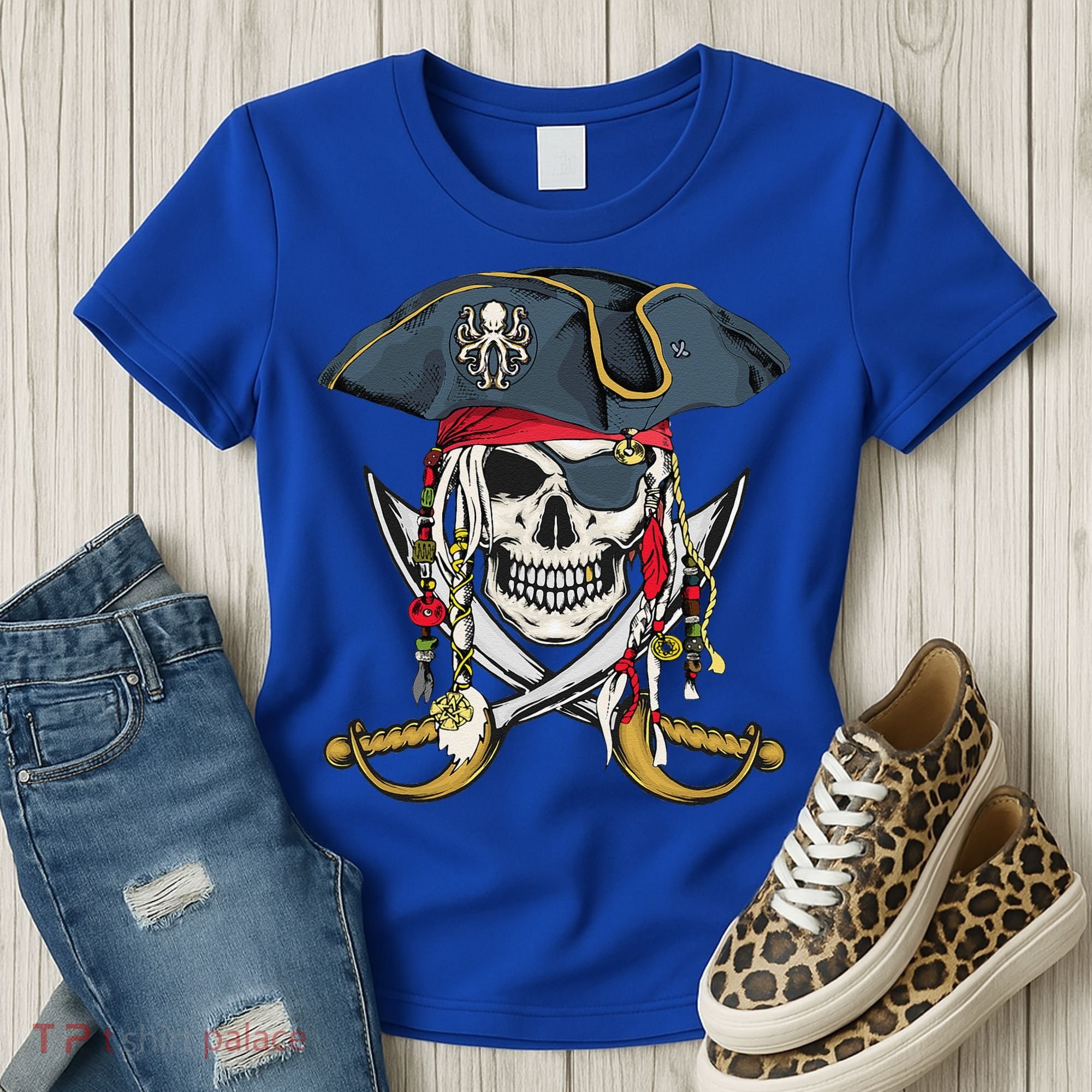 Pirate Skull Halloween Littlens Women's T-Shirt