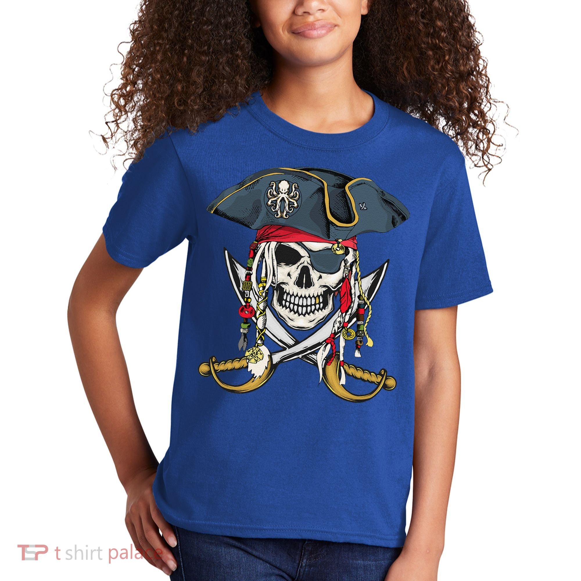 Pirate Skull Halloween Littlens Kids T-Shirt