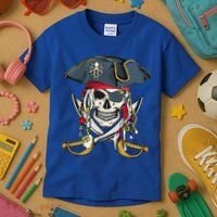 Pirate Skull Halloween Littlens Kids T-Shirt thumb 3