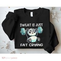 Panda Sweat Is Just Fat Crying Gym Gift Sweatshirt thumb 2