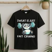 Panda Sweat Is Just Fat Crying Gym Gift T-Shirt thumb 2