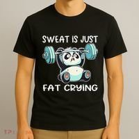 Panda Sweat Is Just Fat Crying Gym Gift T-Shirt thumb 3