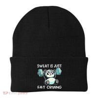 Panda Sweat Is Just Fat Crying Gym Gift Beanie thumb 0
